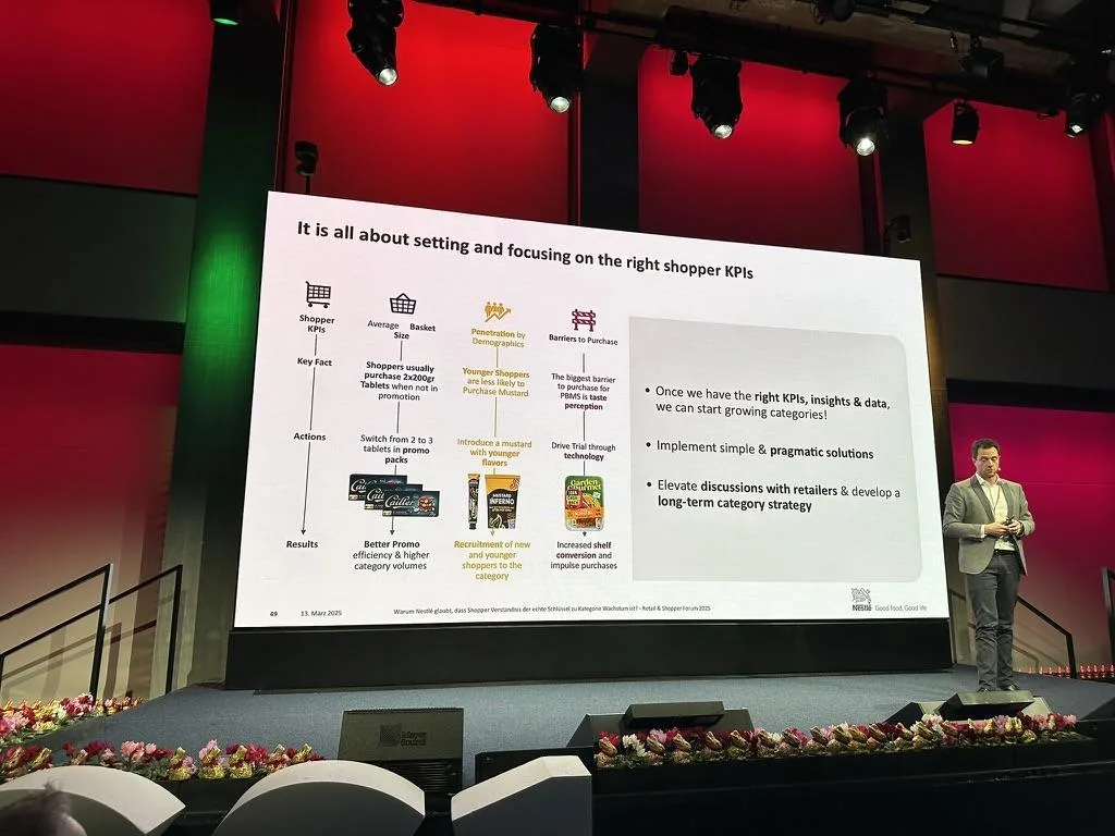 Nestlé-Präsentationsbühne zum Thema Shopper-KPIs auf dem Retail & Shopper Forum 2025