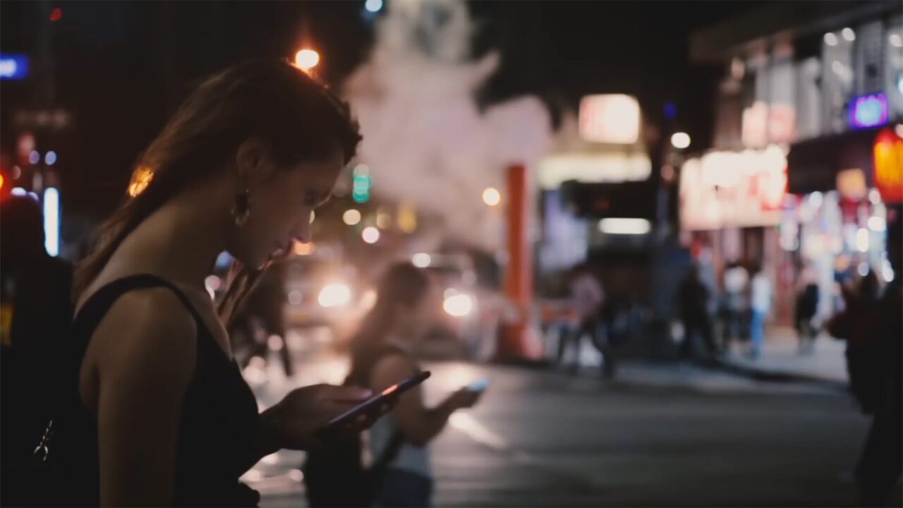 Street Woman With Mobile